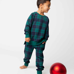 Baby Kids Bamboo Pajamas — Plaid Tidings Jogger Set — Image 1