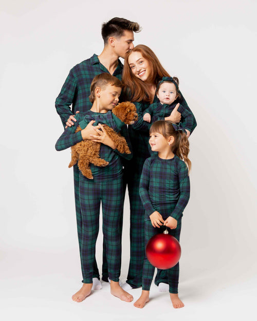 Baby Kids Bamboo Pajamas — Plaid Tidings Long Sleeve Pajama Set — Image 3