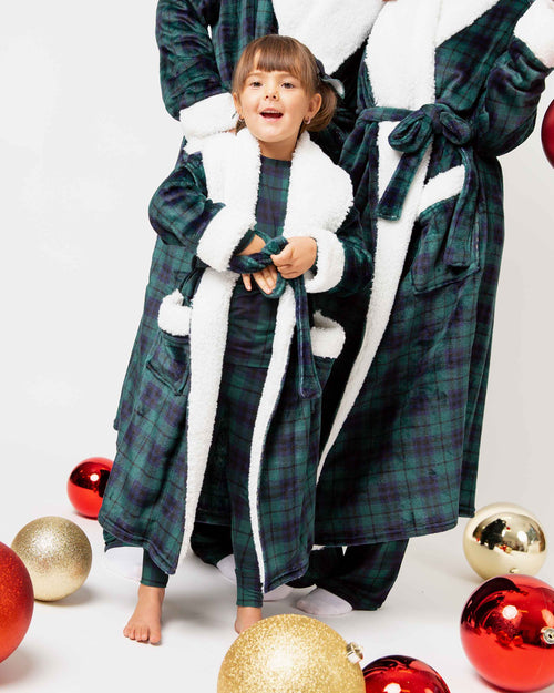 Baby Kids Bamboo Pajamas — Plaid Tidings Long Sleeve Pajama Set — Image 4