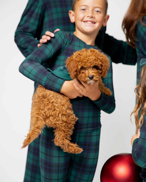 Baby Kids Bamboo Pajamas — Plaid Tidings Long Sleeve Pajama Set — Image 5