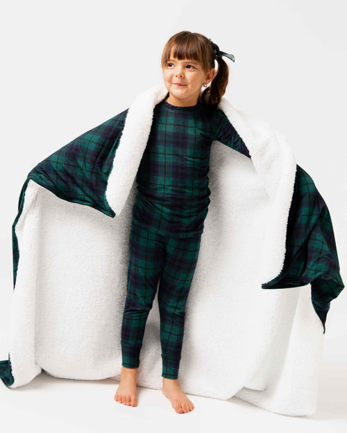 Baby Kids Bamboo Pajamas — Plaid Tidings Long Sleeve Pajama Set — Image 6