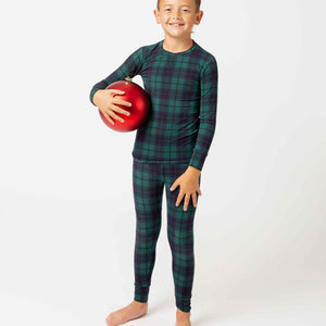 Baby Kids Bamboo Pajamas — Plaid Tidings Long Sleeve Pajama Set — Image 1