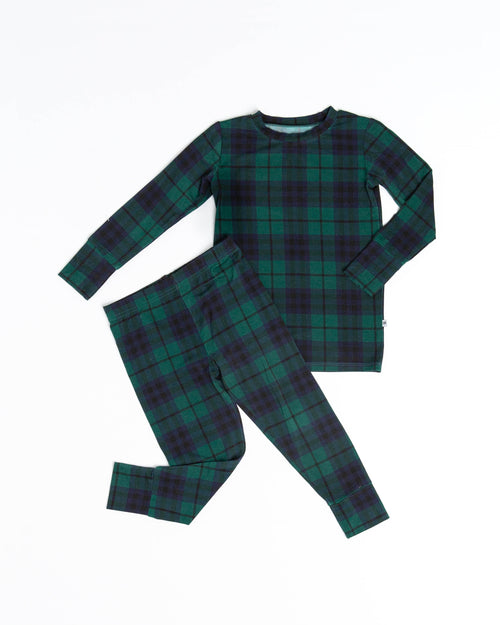 Baby Kids Bamboo Pajamas — Plaid Tidings Long Sleeve Pajama Set — Image 2