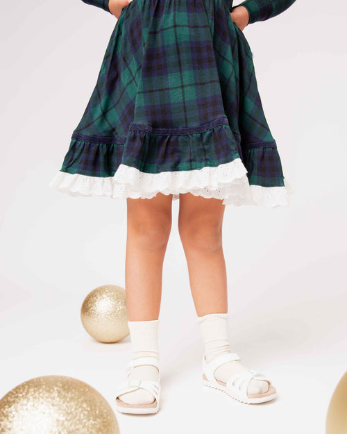 Baby Kids Bamboo Pajamas — Plaid Tidings Long Sleeve Party Dress & Shorts Set — Image 10