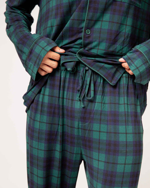Baby Kids Bamboo Pajamas — Plaid Tidings Men's Collar Shirt & Pants Set — Image 3