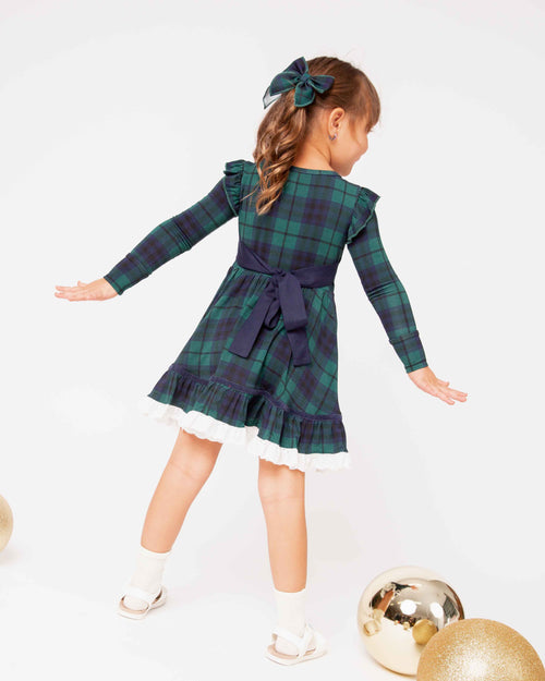 Baby Kids Bamboo Pajamas — Plaid Tidings Woven Piggy Clip Set — Image 3