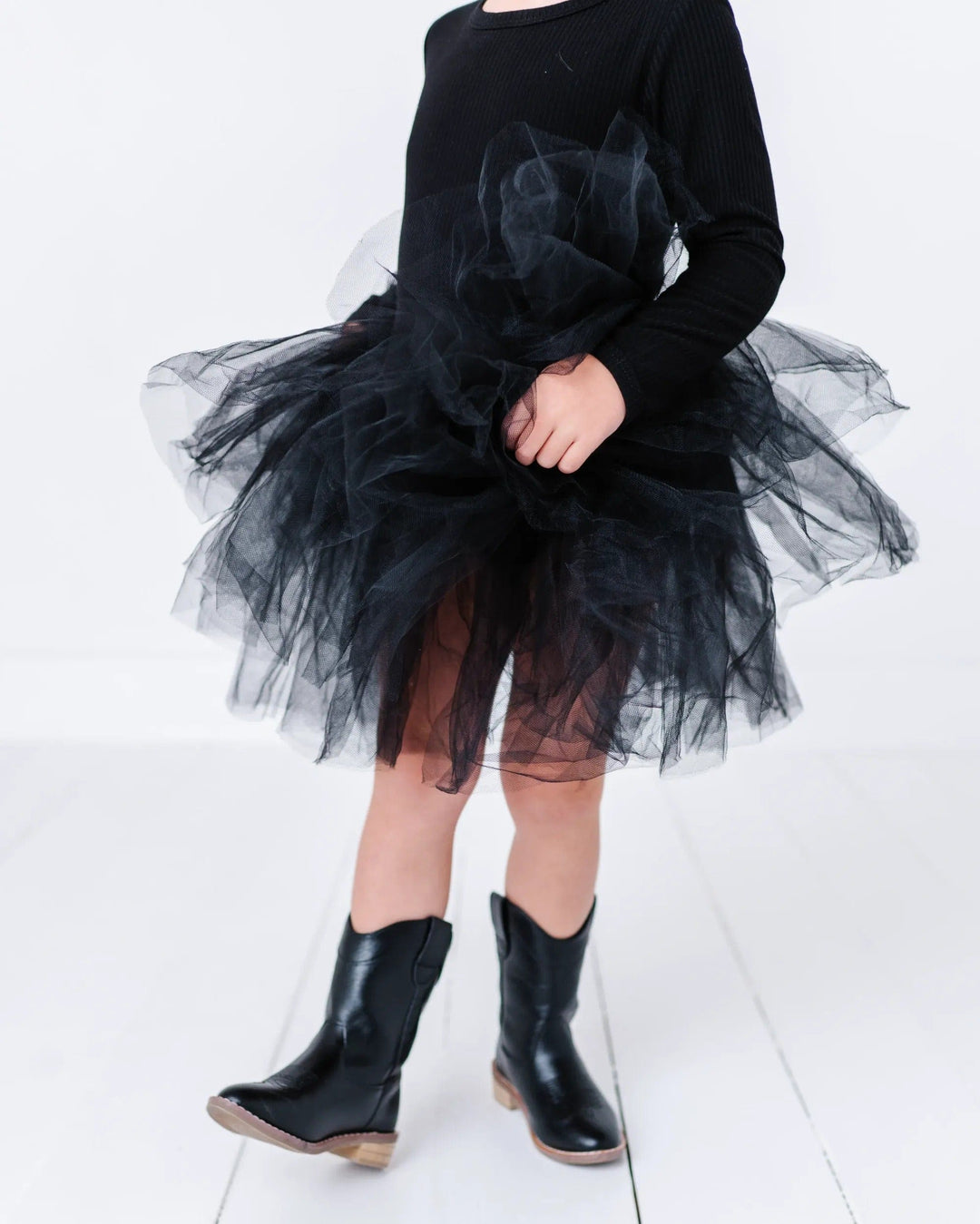 Black Ribbed Tulle Tutu Dress