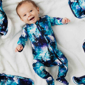 Baby Kids Bamboo Pajamas — Polar Opposites Footie — Image 1