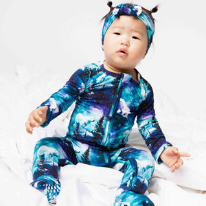 Baby Kids Bamboo Pajamas — Polar Opposites Headwrap — Image 1