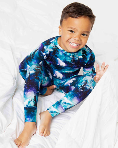 Baby Kids Bamboo Pajamas — Polar Opposites Long Sleeve Pajama Set — Image 1