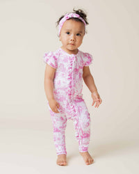 Baby Kids Bamboo Pajamas — Princess Behavior Cap Sleeve Romper — Image 1