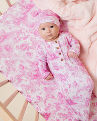 Baby Kids Bamboo Pajamas — Princess Behavior Knotted Gown & Beanie Set — Image 1
