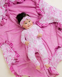 Baby Kids Bamboo Pajamas — Princess Behavior Ruffled Minky Blanket — Image 1