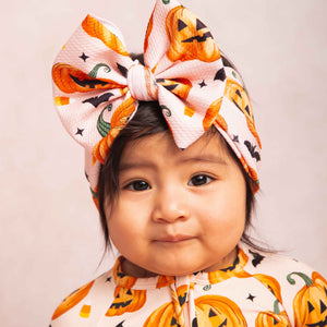 Baby Kids Bamboo Pajamas — Pumpkin About You Biggie Bow — Image 1