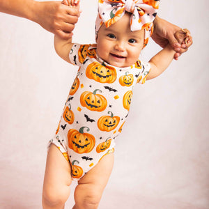 Baby Kids Bamboo Pajamas — Pumpkin About You Bodysuit — Image 1