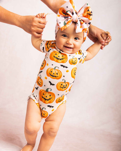 Baby Kids Bamboo Pajamas — Pumpkin About You Bodysuit — Image 1