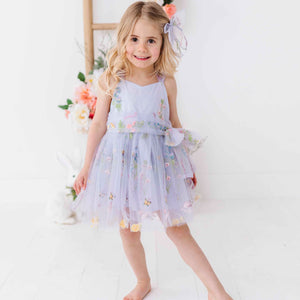 Baby Kids Bamboo Pajamas — Wisteria Embroidered Floral Tulle Dress — Image 1