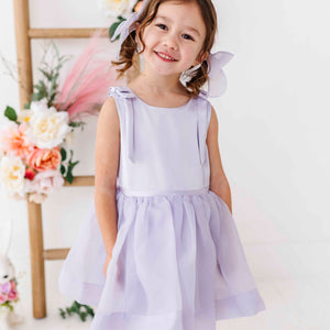 Baby Kids Bamboo Pajamas — Lilac Satin Dress — Image 1