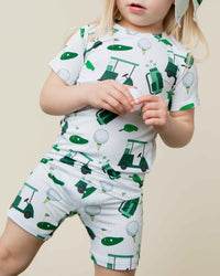 Baby Kids Bamboo Pajamas — Putt Around & Find Out Short Sleeve Pajama Shorts Set — Image 1