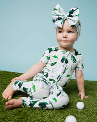 Baby Kids Bamboo Pajamas — Putt Around & Find Out Short Sleeve Romper — Image 1