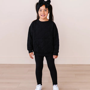 Bums & Roses - Baby & Kids Bamboo Pajamas - Black Quilted Bubble Pocketed Sweatshirt - Image 1