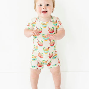 Baby Kids Bamboo Pajamas — Ramen Empire Shortie Romper — Image 1