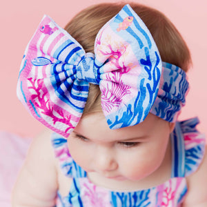 Baby Kids Bamboo Pajamas — Reel Cute Stripes Biggie Bow — Image 1