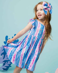 Baby Kids Bamboo Pajamas — Reel Cute Stripes Cap Sleeve Dress & Shorts Set — Image 1
