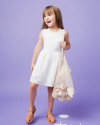 Baby Kids Bamboo Pajamas — Reel Cute Stripes Embroidered Cross-Back Dress — Image 1