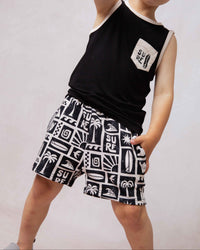 Baby Kids Bamboo Pajamas — Ride The Tide Pull-On Shorts — Image 1