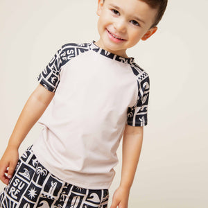 Baby Kids Bamboo Pajamas — Ride The Tide Short Sleeve Rash Guard — Image 1