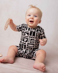 Baby Kids Bamboo Pajamas — Ride The Tide Shortie Romper — Image 1