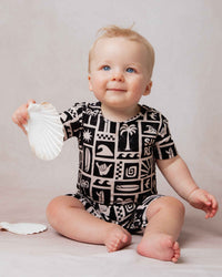 Baby Kids Bamboo Pajamas — Ride The Tide Shortie Romper — Image 1