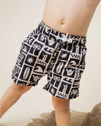 Baby Kids Bamboo Pajamas — Ride The Tide Swim Shorts — Image 1