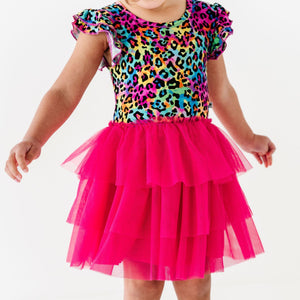 Baby Kids Bamboo Pajamas — Roarin' Rainbow Tulle Tutu Dress — Image 1