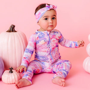 Bums & Roses - Baby & Kids Bamboo Pajamas - Romeo and Ghouliet Convertible Ruffle Romper - Image 1