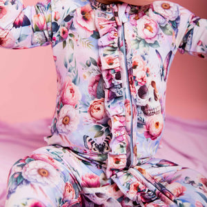Baby Kids Bamboo Pajamas — Rose From The Dead Convertible Ruffle Romper — Image 1