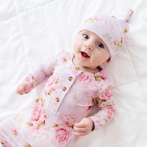 Rosey Moments Knotted Gown and Beanie Set - Image 1 - Bums & Roses
