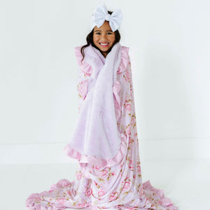 Baby Kids Bamboo Pajamas — Rosey Moments Printed Minky Blanket — Image 1