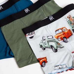 Baby Kids Bamboo Pajamas — Ruff Ride 3-Pack Boy's Boxer Brief Underwear — Image 1