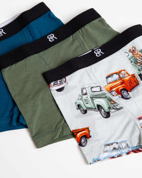 Baby Kids Bamboo Pajamas — Ruff Ride 3-Pack Boy's Boxer Brief Underwear — Image 1