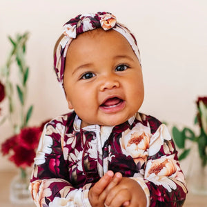 Baby Kids Bamboo Pajamas — Ruffle Your Petals Headwrap — Image 1