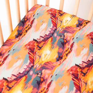 Baby Kids Bamboo Pajamas — Saddle Up Sunset Crib Sheet — Image 1