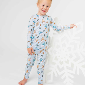Baby Kids Bamboo Pajamas — Say It Ain't Snow Long Sleeve Pajama Set — Image 1