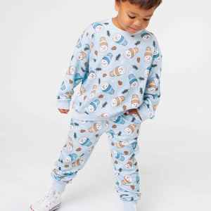 Baby Kids Bamboo Pajamas — Say It Ain't Snow Relaxed Fit Jogger Set — Image 1