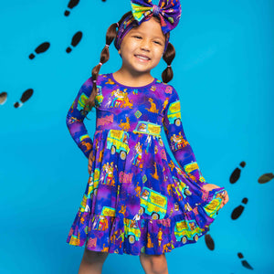 Baby Kids Bamboo Pajamas — Scooby-Doo™ Long Sleeve Dress & Shorts Set — Image 1