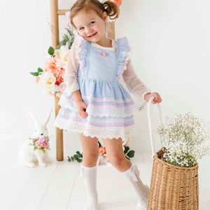 Baby Kids Bamboo Pajamas — Gingham Tiered Dress — Image 1