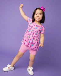 Baby Kids Bamboo Pajamas — Sesame Street™ Abby Cadabby Short Sleeve Empire Waist Top & Shorts Set — Image 1