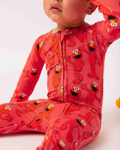 Baby Kids Bamboo Pajamas — Sesame Street™ E is for Elmo Convertible Romper — Image 1