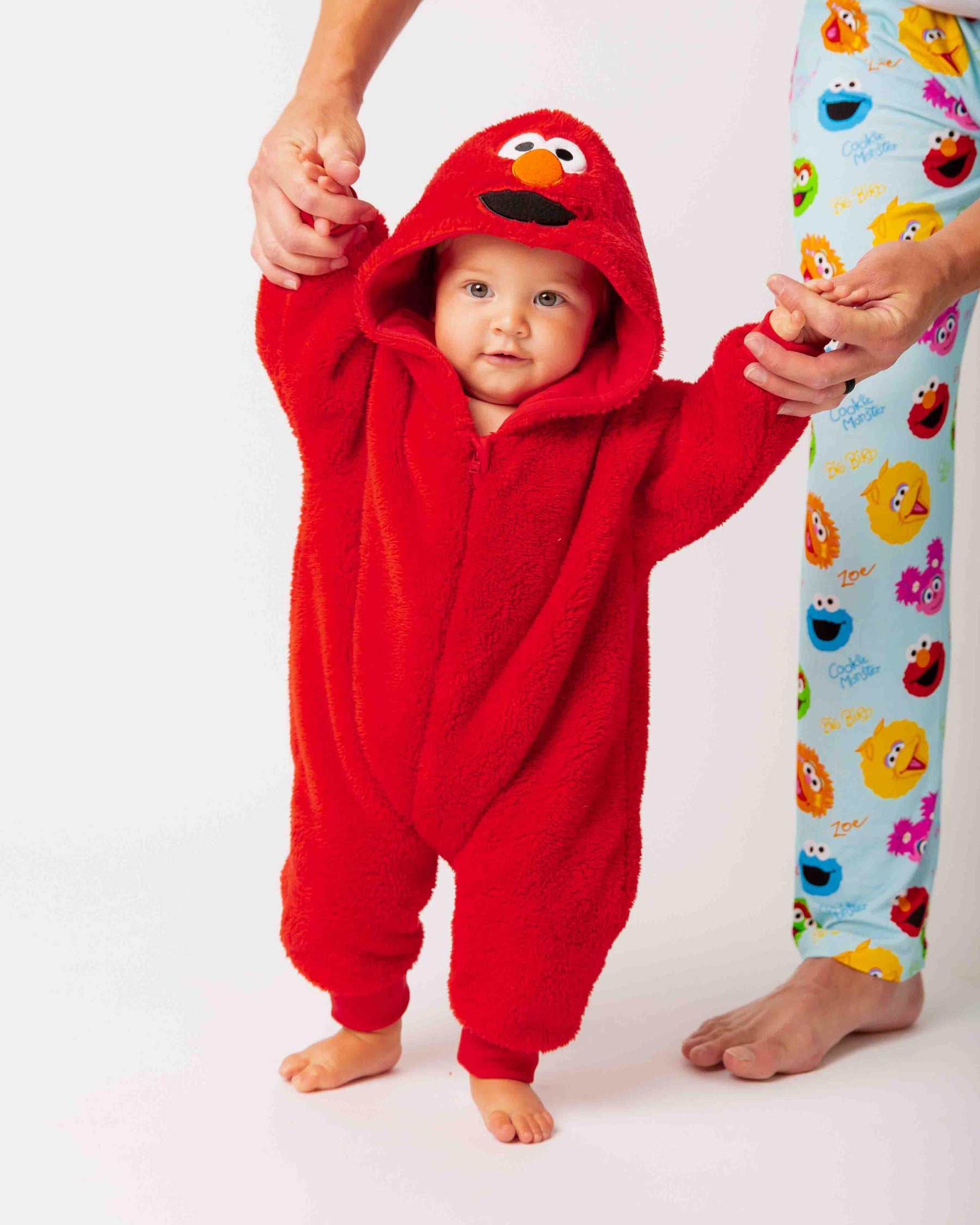 Baby Kids Bamboo Pajamas — Sesame Street™ Elmo Plush Zip-up One-Piece — Image 1